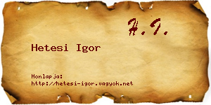 Hetesi Igor névjegykártya